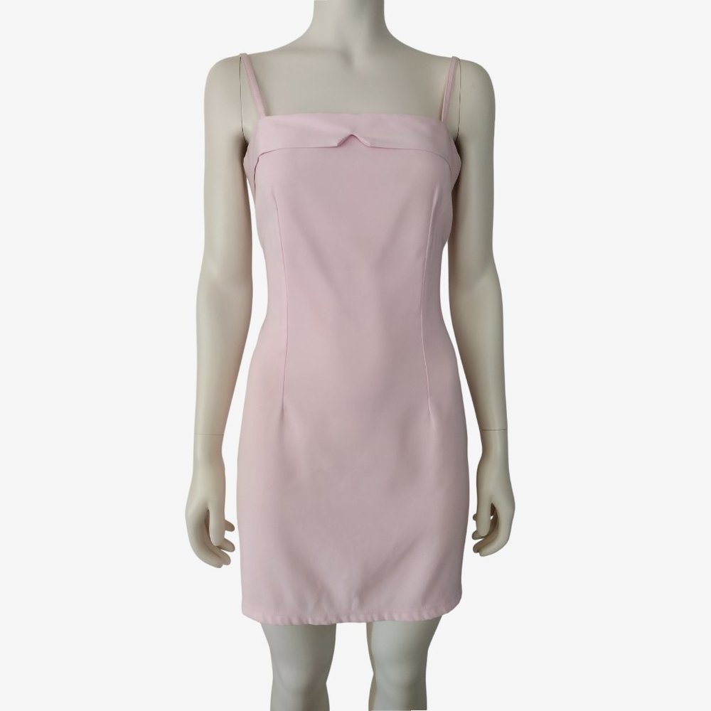 Vintage 1990s Pia Baby Pink Spaghetti Strap Mini Sheath Dress Size 6 / 8